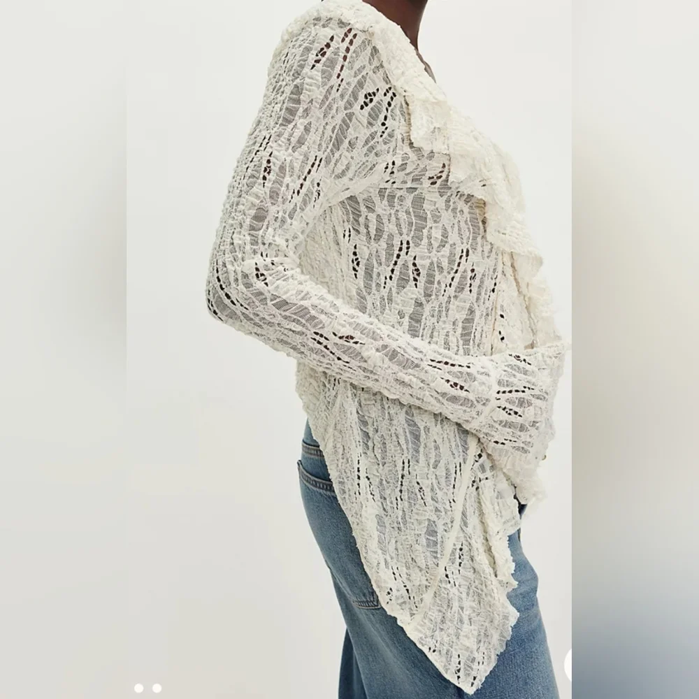 Free People Laney Stretch Lace Cardi Size Large - Picture 10 of 10